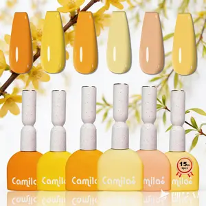 Summervibes Camila 6Pcs 15ml Yellow Sunshine Gel Polish Set HEMA TPO Free Long Lasting UV Soak Off Bright Neon Pastel Nail Art Gift DIY Manicure