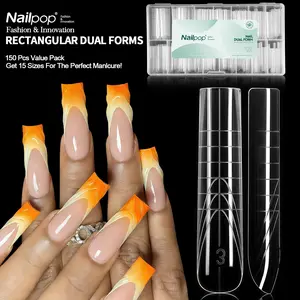 150pcs Nailpop Rectangular Dual Nail Forms – Professional Salon Style, Guide Lines & Numbered Sizes for Quick & Precise Fit, High Transparency & Easy Use, An Efficient Tool for Nail Technicians & Advanced Enthusiasts, Nail Art Tools