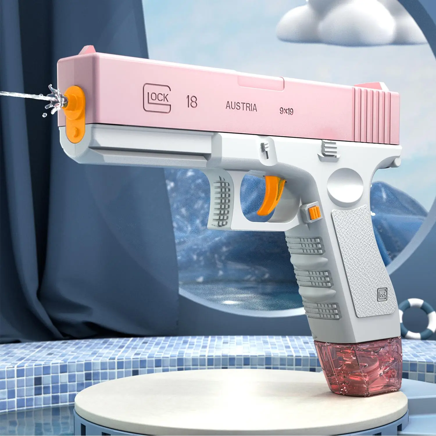 Electric Water Shooting Toy, Battle Water Guns, Rechargeable Automatic Water Launcher Toy, Glock Water Gun, High-speed Bursts Water Spray Toy for Summ