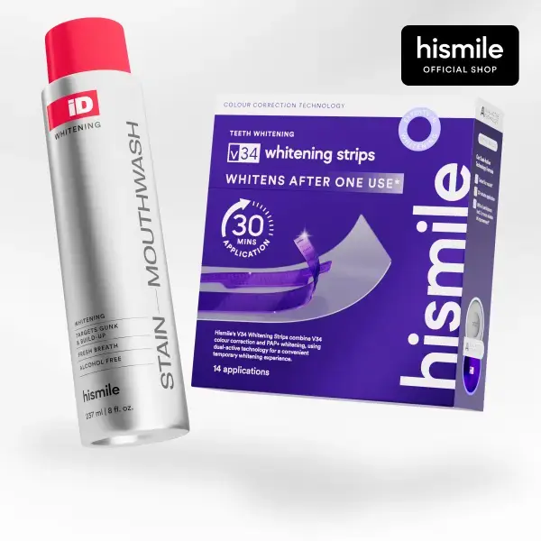 [NEW] [Hismile] Starter Bundle, V34 Whitening Strips & iD Whitening Mouthwash, Save 50% Value Deal