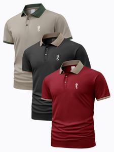 men's contrast binding short sleeve polo shirt, regular fit casual graphic top for summer, men's clothes for daily wear, menswear, summer clothes, vintage clothing, mens clothing