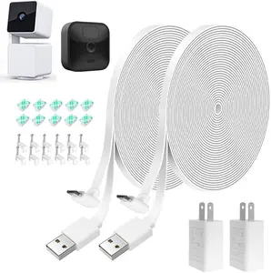 20FT L-Shaped Connector Power Extension  with Charger for Wyze Cam Pan V3, Blink Outdoor (3rd Gen), Flat Weatherproof  Power Cord and Adapter (Not for WyzeCam V3), White, 2Pack