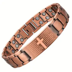 Copper Magnetic Bracelet for Men,UltraStrength Cross Bracelet With Ring Include AdjustableLink, Jewelry Gift Wearable