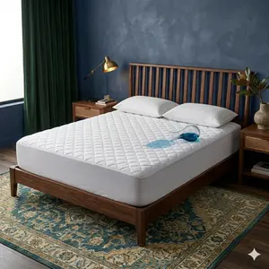 Waterproof Queen Mattress Protector Cooling Quilted Mattress Pad – Soft Breathable Noiseless Bed Cover with Deep Pocket Fit (Up to 22"), Hypoallergenic & Durable