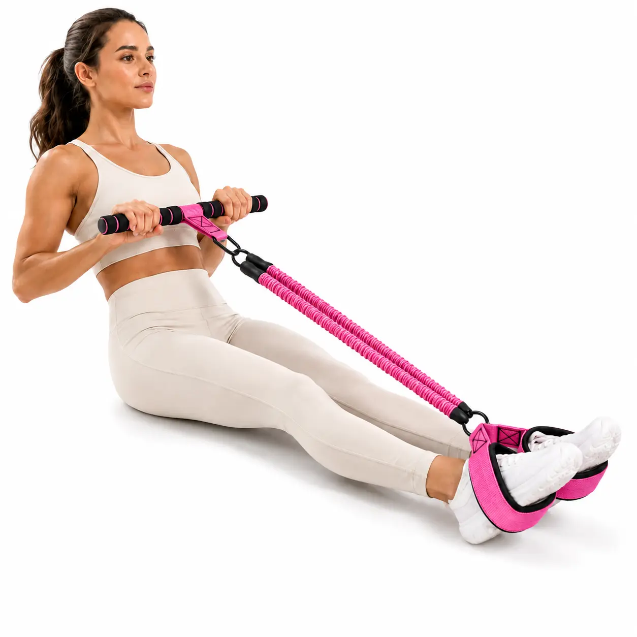 Upgraded Pedal Puller Resistance Band with Soft Handle & Padded Foot Loops, Multifunction Tension Rope for Exercise Sit-Up, Abdominal Training, Full-Body Home Workout & Total Body Training resistance bands