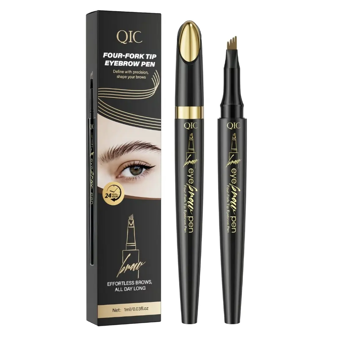 4-Tip Microblading Eyebrow Pen, Waterproof Brow Marker for Natural Hair-Like Strokes, Quick-Dry Smudge-Resistant，Easy to Use Microblade Eyebrow Pencil Eyebrow Brush