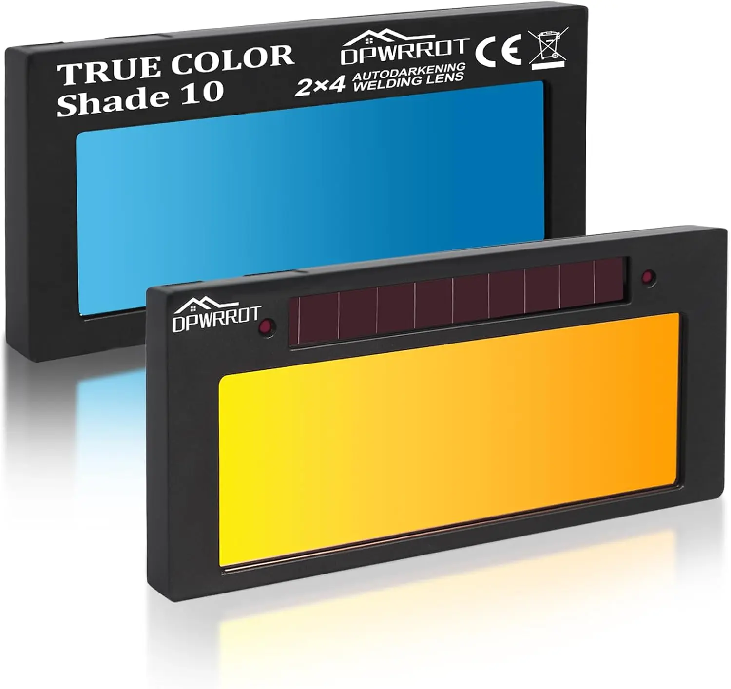 Auto Darkening Welding Lens Shade 10 2"x4 1/4"x0.2", True Color, Gold | Solar-Powered True Color Gold Welding Lens with Blue Weld View for Standard Welding Hoods and Welding Helmets