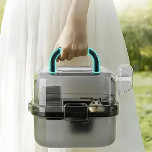 Hamster Outdoor Carrier Cage Portable Hamster Cage with Clear Large Flip Cover for Hamster Bird Carrying Pet Supplies