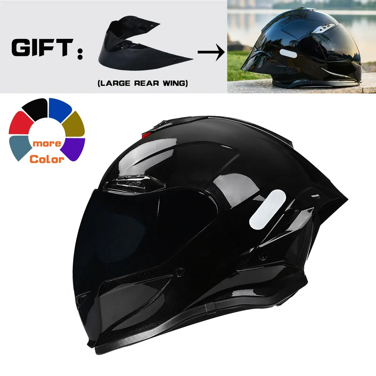 Nbtk Brand Full-Face Motorcycle Riding Helmet, A large tail fin is given as a gift.Abs Material with Eps Liner, Sunshade Lenses