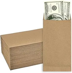 100 Pack Kraft Cash Envelopes for Budgeting, 6.7 x 3.5 Inch