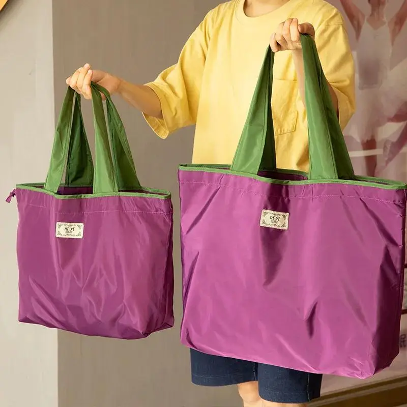 Large Supermarket Reusable Shopping Bags Drawstring Vegetable Fruit Bag Environmental Protection Fashion Shoulder Bag Handbag Grocery Bag Tote Bag Fashionable Shopping Bag Eco Conscious Bags Eco Friendly Totes