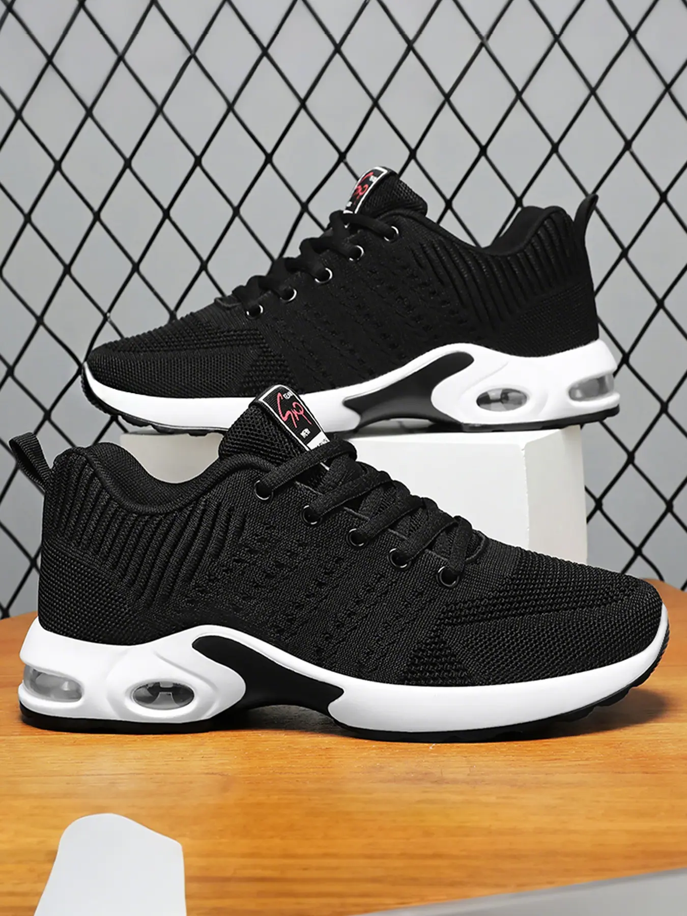 Men's New Trendy Breathable Lace-Up Knitted Sports Running Shoes, Lightweight Sporty Casual Sneakers, Comfortable Athletic Footwear for Daily Wear, Workout Sneakers