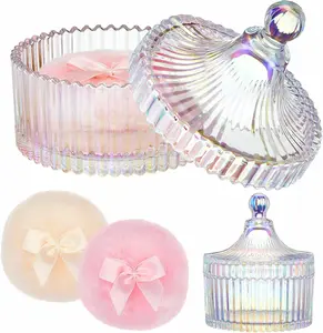 3pcs Large Body Powder Puff & Container Set - Oversize Storage Container, Ultra-Soft Velour, Washable Reusable, Suitable for Face/Body Glitter, Wet/Dry Makeup Application, Salon Use