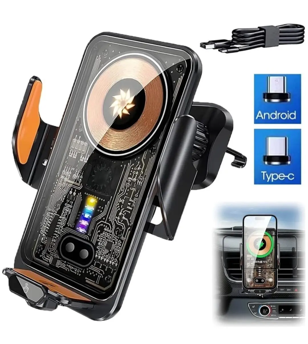 Car Wireless Charger with Automatic Mount for Smartphones Android & Type-C Quick Charging Solution Secure Drive Time Supplier Warranty