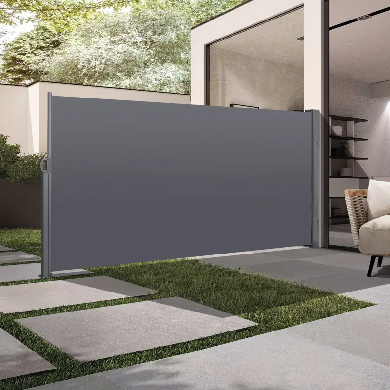 Retractable Side Screen Awning, UV Resistant, Waterproof, Patio Privacy Screen for Garden, Balcony, Courtyard(Dark Grey), 118.1" x 70.9"  (Using high-quality and premium materials),Room Divider Privacy Screens,Stable and sturdy ,Patio Privacy Screen
