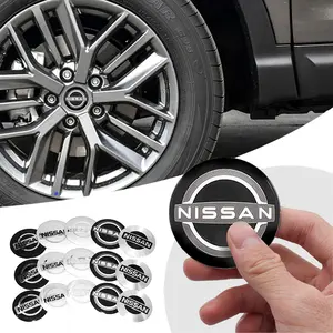 4Pcs 60mm 65mm Car Wheel Hub Center Cap Aluminum Sticker Car Stickers For Nissan Qashqai Juke X-Trail Patrol Note Juke Leaf Altima Almera Maxima Micra Murano Rogue Pulsar Sentra Teana Tiida March Navara Nismo Sylphy