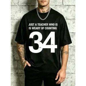 unisex tee‌ T-shirt, designer humor style with the number 34, perfect for everyday wear and as a Teacher’ Day gift., fade-resistant, artistic print, for men, outdoor activities, Lorde