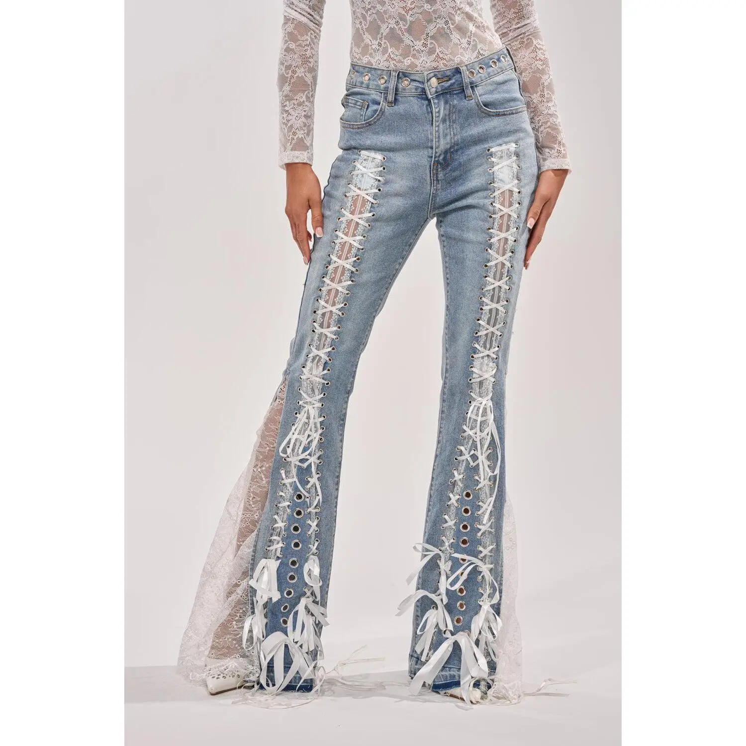 LOVE ME LIKE THAT LACE UP FLARE DENIM LOVE ME LIKE THAT LACE UP FLARE DENIM