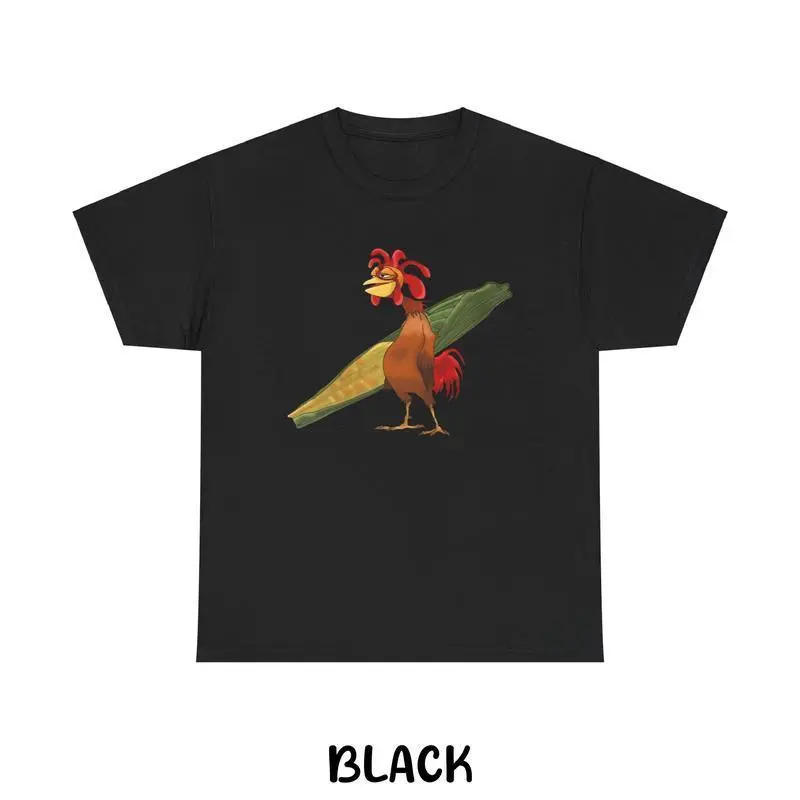 Men's Casual Chic Shortsleeve T-Shirt with Cartoon Roosters - Cotton Round Neck Top, Surf Humor Streetwear Tee, Cute, Club, Korean, Holiday
