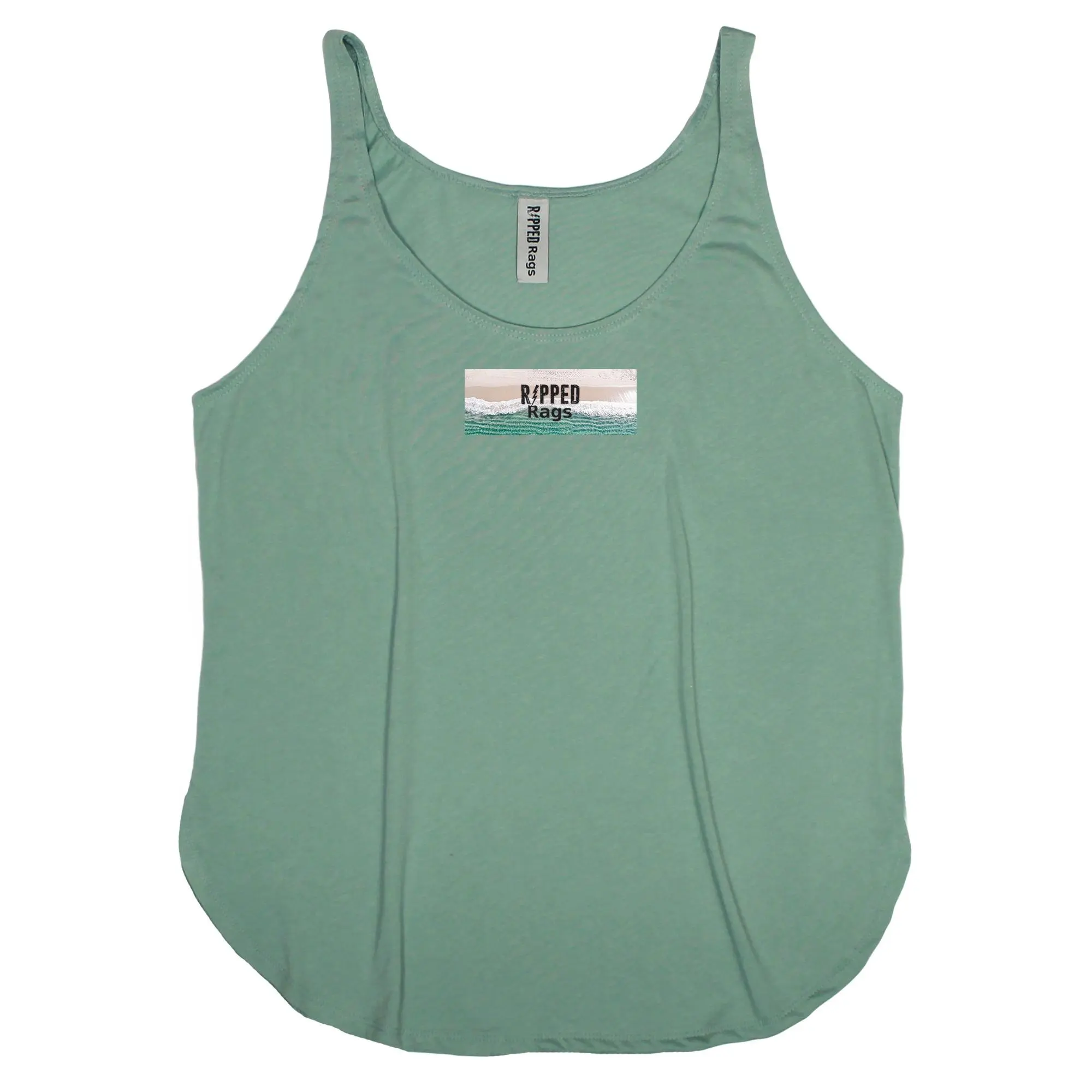 RIPPED RAGS Women's Arriving Waves Graphic Tank Top - Comfortable Flowy Scoop Neck, Feminine Curved Hem, Everyday Fashion Style Top