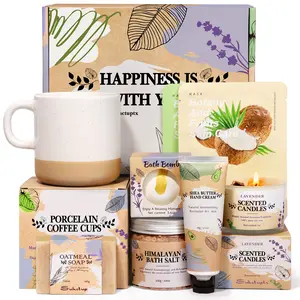 Gifts for Women Happy Birthday Gift Baskets, Bath and Body Gift Set Mothers Day Gifts, Vanilla Coconut Relaxing Home Spa Set Self Care Gift for Mom Sister Her Wife Grandma Girlfriend Friends, Mothers Day Gift Ideas, Mom Gifts Set