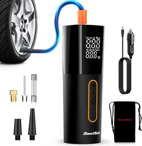Tire Inflator Portable Air Compressor, 150 PSI Mini Air Pump for Car Tires, DC12V Smart Electric Pump With Pressure LCD Display & LED Light, 100W Small Auto Tools for Motorcycles, Bike, Ball