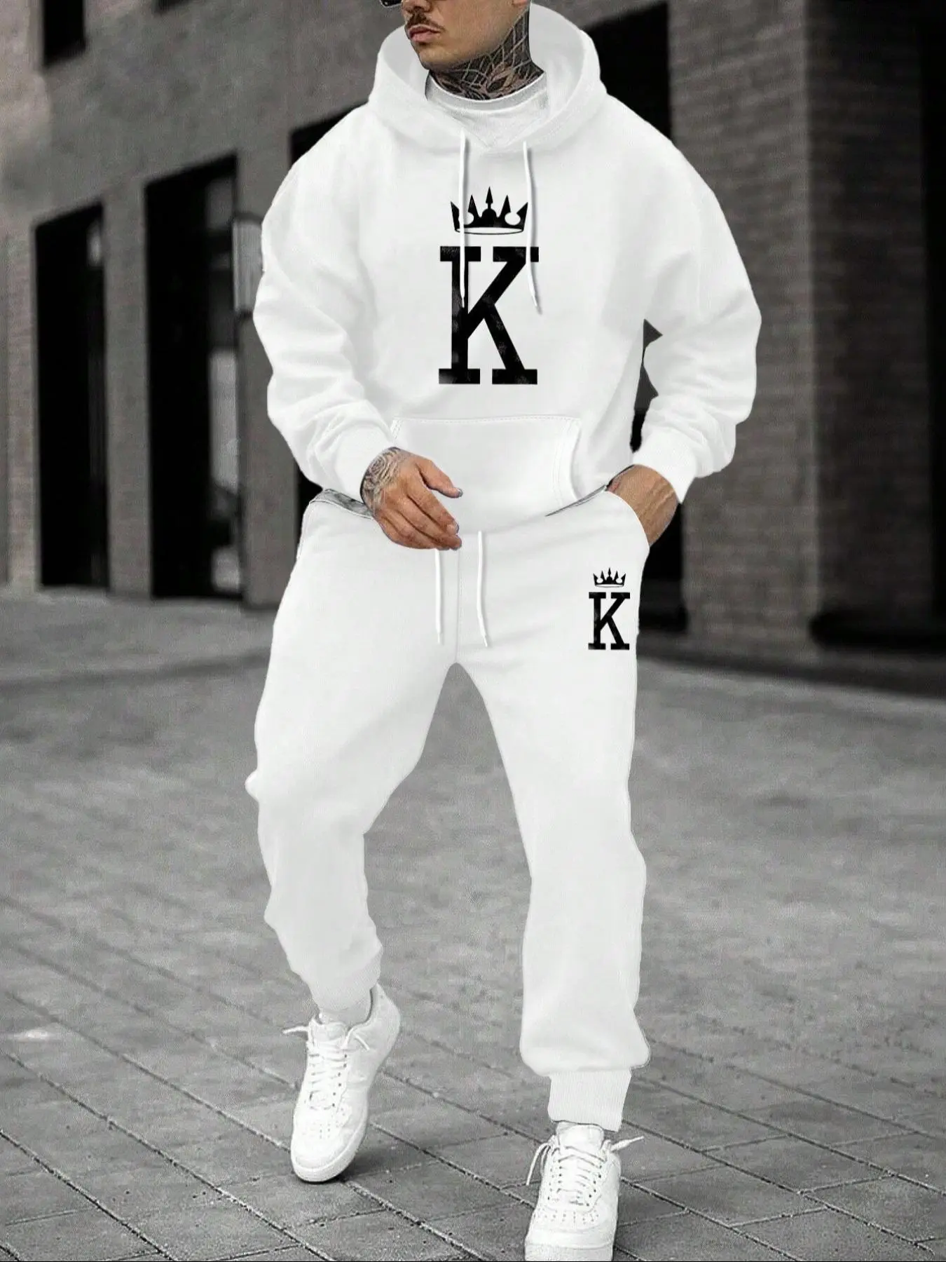 Men's Fleece Jogger Set, Sweatsuits Set, Hooded Sweatshirt & Drawstring Pants, Casual Long Sleeve Top, Fall Winter Fashion, Comfortable Daily Wear