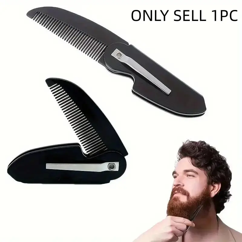 Foldable Beard Comb for Men, Folding Beard Comb, Small Pocket Grooming Tool, Essential Travel Accessory, Lightweight & Portable, Perfect Gift Idea, Beard Care, Hair Styling Combs