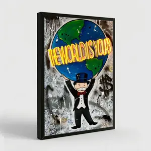 Monopolys Graffiti Money The World Is Yours Canvas Art Poster and Wall Art Picture Print Modern Family bedroom Decor Posters