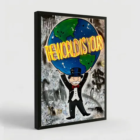 Monopolys Graffiti Money The World Is Yours Canvas Art Poster and Wall Art Picture Print Modern Family bedroom Decor Posters