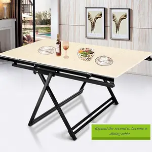 GaRcan Folding Table Wooden Folding Table with Metal Support Frame Multifunctional Folding Desk for Small Spaces, Study Desk, Dining Table, Shoe Rack, Flower Rack(Size : 150cm×8