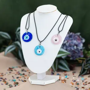 Down To Earth Evil Eye Necklace Dark Blue Protection Pendant Round Talisman for Warding Off Negative Energies