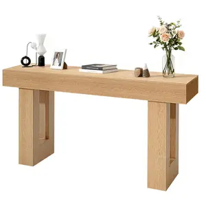 VEVOR 63 in Console Table, Farmhouse Desk Behind the Couch, Wooden Rectangle Entrance Desk, Narrow Long Sofa Table Accent Stand for Hallway, Bedroom, Living Room, Foyer, Easy Assembly, Burlywood