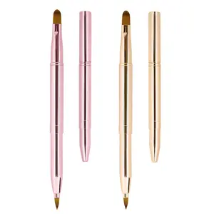 Dual-ended Retractable Lip Brush with Lid for Lipstick and Lip Gloss