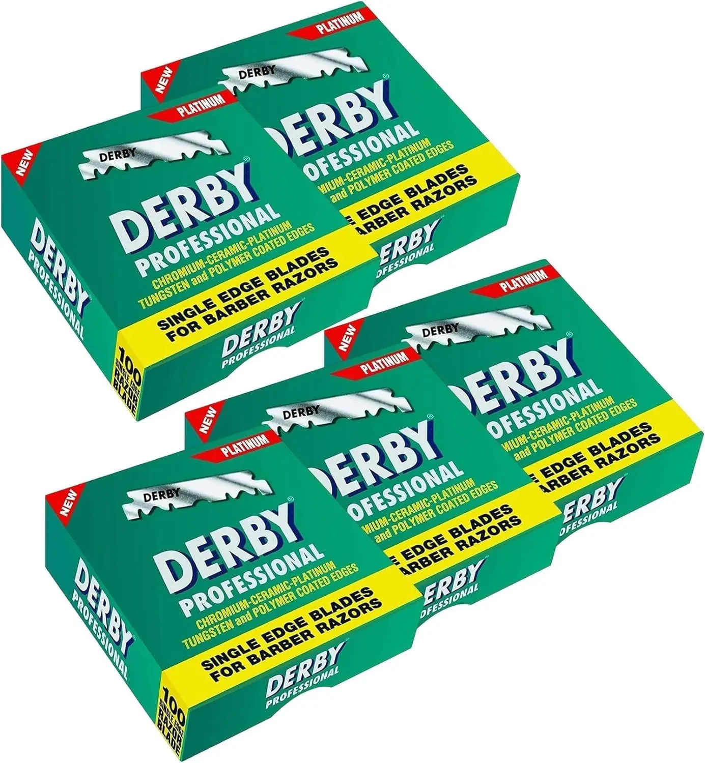 Derby Professional Platinum Single Edge Safety Razor Blades - Chromium Ceramic Polymer Coated for High Performance, Smooth Shave, 500-Count Long Lasting Multi-Pack for Barbers, Durable, Not 4oz or 4 fl oz