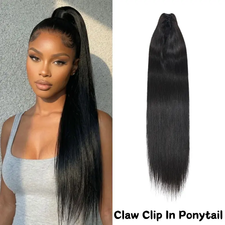 【New In】Unice Claw Clip In Ponytail Extension  18" 24" Yaki Straight Human Hair Clip in Hairpiece One Piece Long Ponytails