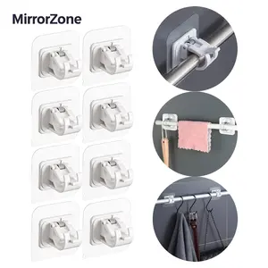 8Count Self Adhesive Curtain Rod Holder,No Drill Curtain Rod Brackets,Adjustable Hook for Damage-free Hanging,Home Organizer for Bathroom,Kitchen,Hotel Use,Household ltems,Home Decor,MirrorZone