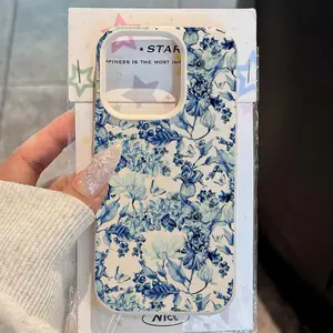 Elegant Flexible TPU Blue and White Porcelain Flower Cover - Cellphone Case with Protection, Handheld Accessory - Compatible with iPhone 17,16,15,14,13,12,11,X,XS,XS Max - Ideal Holiday Gift for Loved Ones