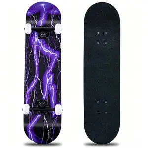 31*8 Inch 8-Layer Maple Wood Complete Skateboard Double Kick Concave Skateboard for Kids Teens Adults Beginners