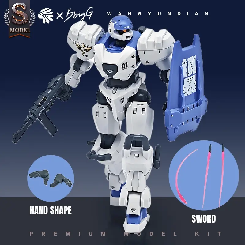 1/144 Scale Tactical Mecha Model Kit, DIY Assemble Robot Action Figure, Armored Gear & Handheld Equipment, Blue Peace Style Desk Decor, Diy Building Model, Mecha Assembly Model