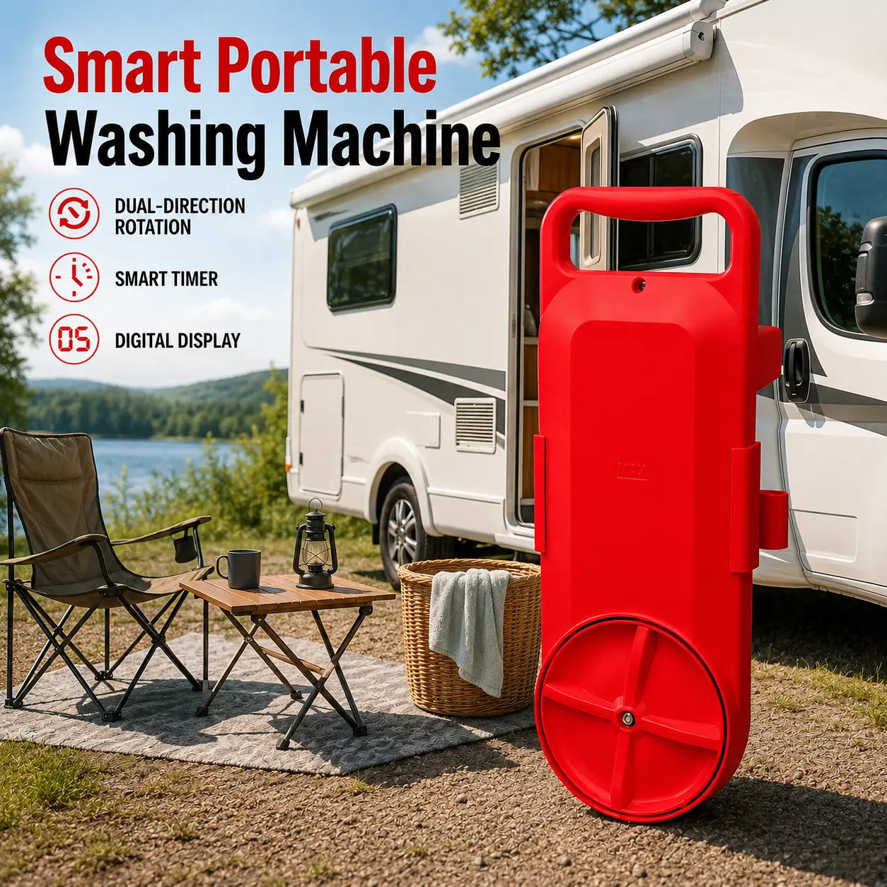 Portable Rotating Mini Bucket Washing Machine with Timer - Reliable Laundry Solution for Dorm Rooms, Apartments, Traveling, Compact Washboard for Small Spaces [Bucket Not Included], Portable Bucket Washing Machine
