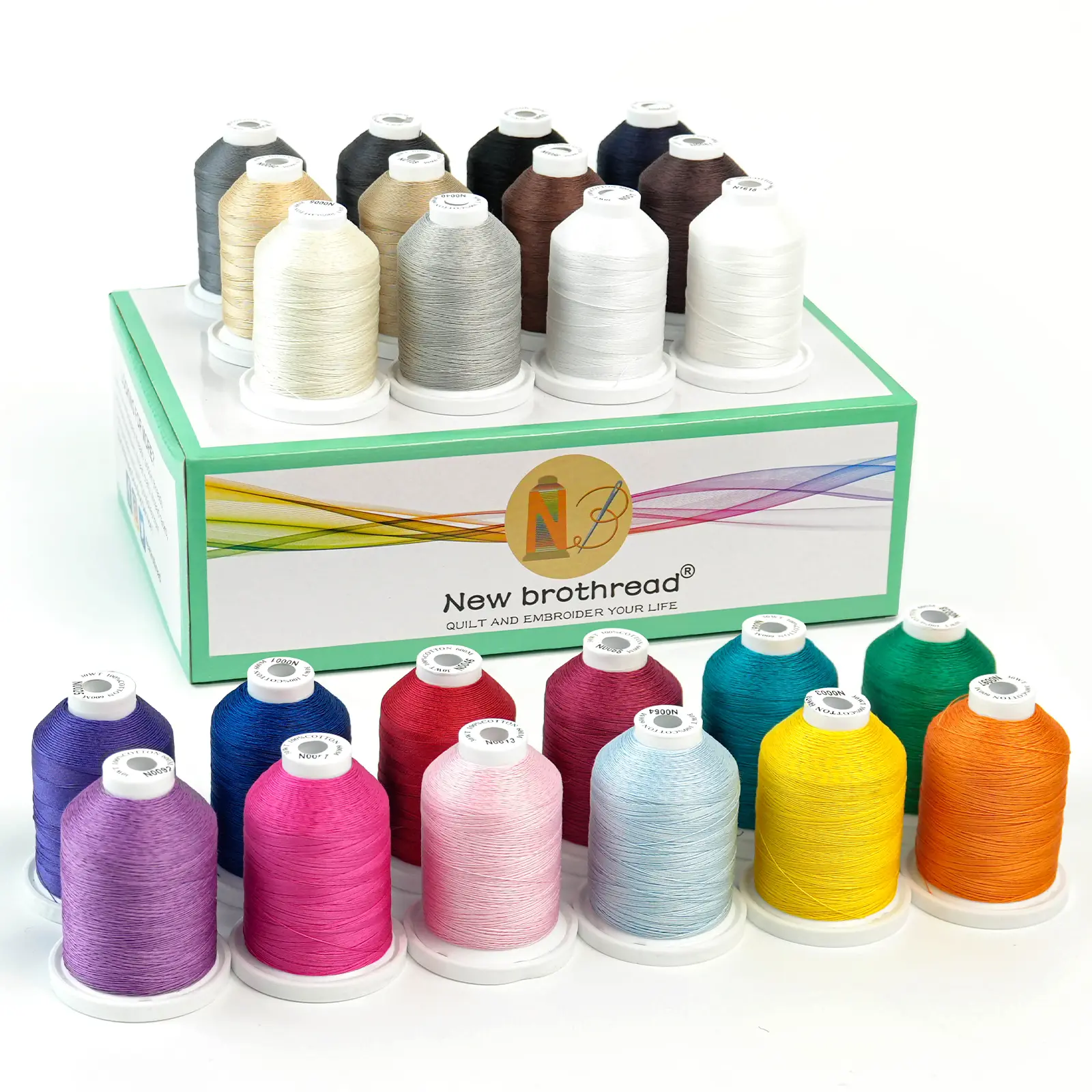 Newbrothread&Craftido 17 Options Multi-Purpose 100% Mercerized Cotton Threads 50S/3 600M Each Spool, Summersale for Quilting Serger Sewing Embroidery Machine Thread, TikTokShopDealsforYouDays, SummerWins, Sewing Thread, Embroidery Thread