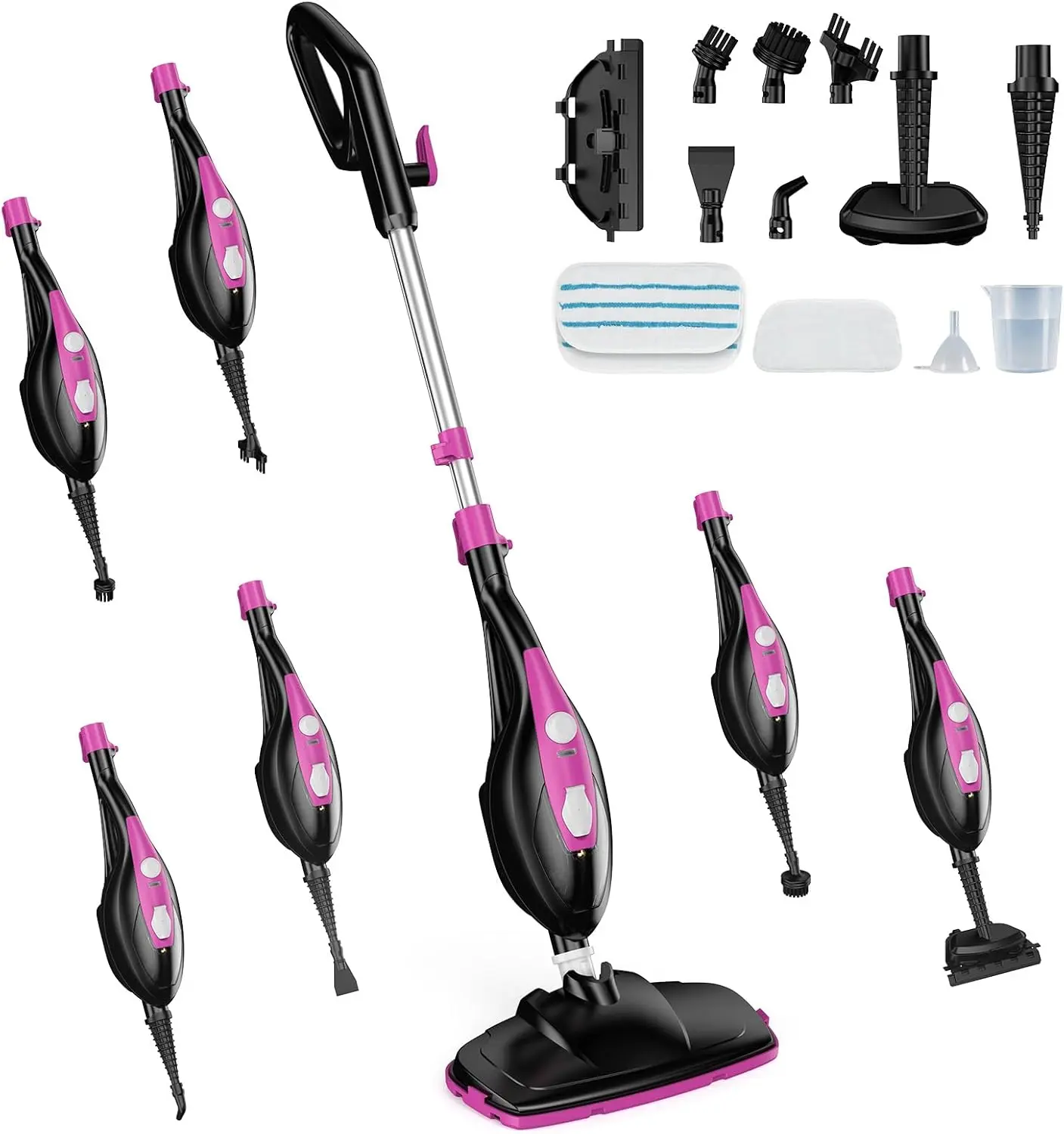 1550W Steam Mop & Handheld Cleaner 10-in-1, Multi-Surface Floor Steamer for Hardwood Tile Carpet, Detachable for Windows Grout, 16FT Cord & Pads Included