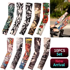 10PCS Tattoo Cooling UV Protection Arm Sleeves Cover For Running,Riding,Fishing,Cycling