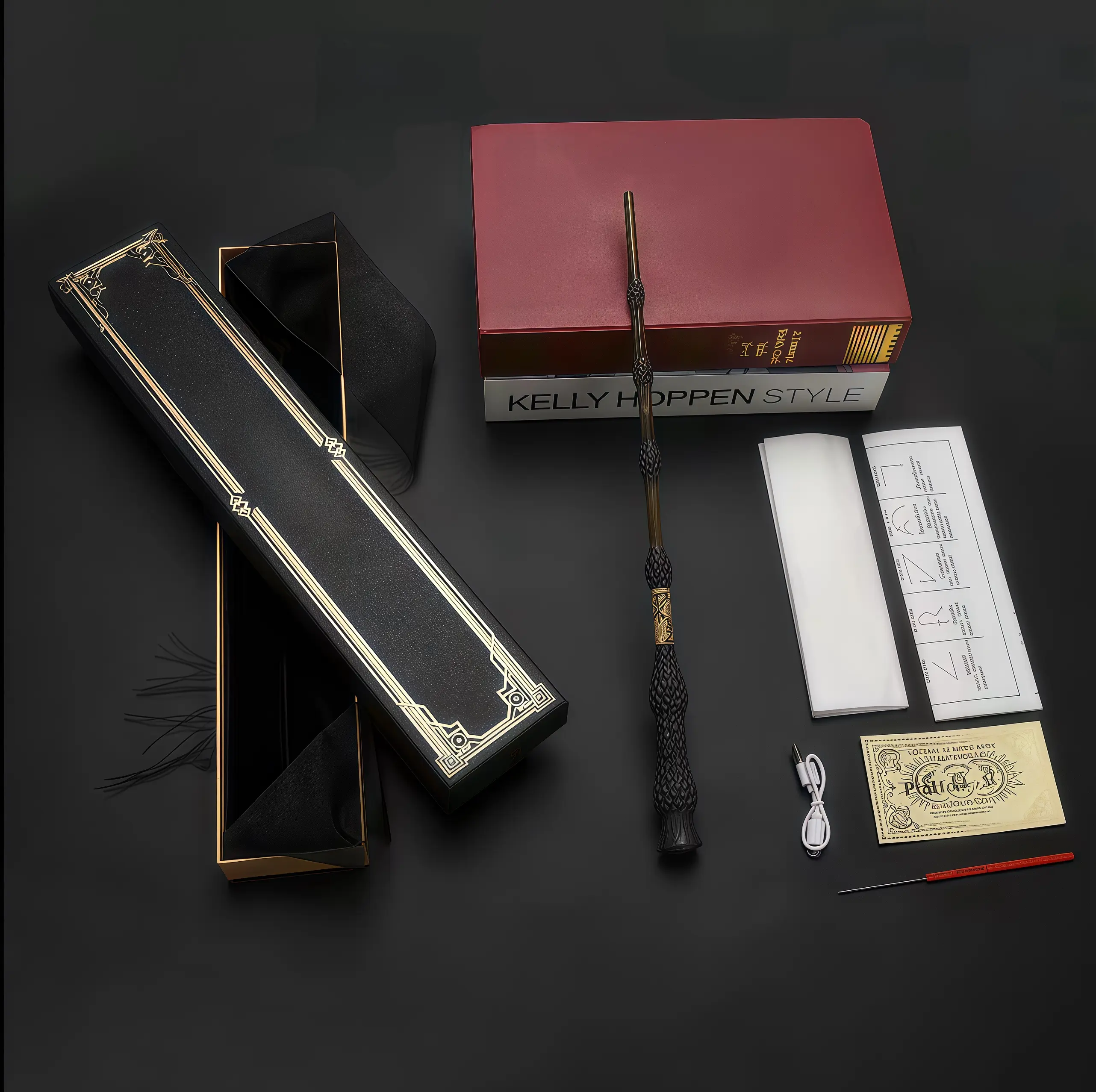 Premium Wizarding World Replica Magic Wand, Dumbledore Props, Halloween Role Play Costume Tool, Magic Acrobatics Equipment Accessory