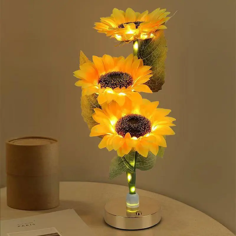 Sunflower-Shaped LED Night Light, USB-Powered Sunflower Decor, Cozy Indoor Night, Decorative Gentle Lamp for Bedroom and Living Room, Gentle LED Mood Light, Atmosphere Lighting, Gift for Girls, Aesthetic Table Lamp, Decorative Lights