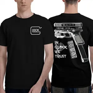 Graphic T-shirt Glock Gun Culture Firearm Enthusiast Tee - Unisex Short Sleeve Casual Streetwear Top for Men & Women, All-Season Crewneck Cotton Shirt, Fitted Machine Washable Menswear