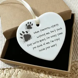 1pc, Ceramic Product, Pet Loss Memorial Plaque, Bereavement Paw Print Keepsake To Remember A Loved Pet Or Dog