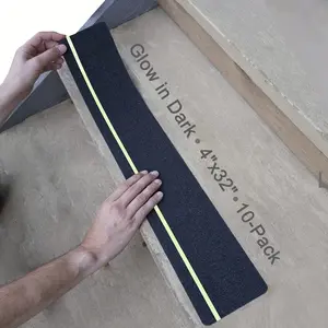 10 Pack Glow-in-the-Dark Stair Treads, 4 x 32 Inch Extra Thick Anti-Slip Tape, Waterproof High Traction Safety Strips for Indoor & Outdoor Stairs
