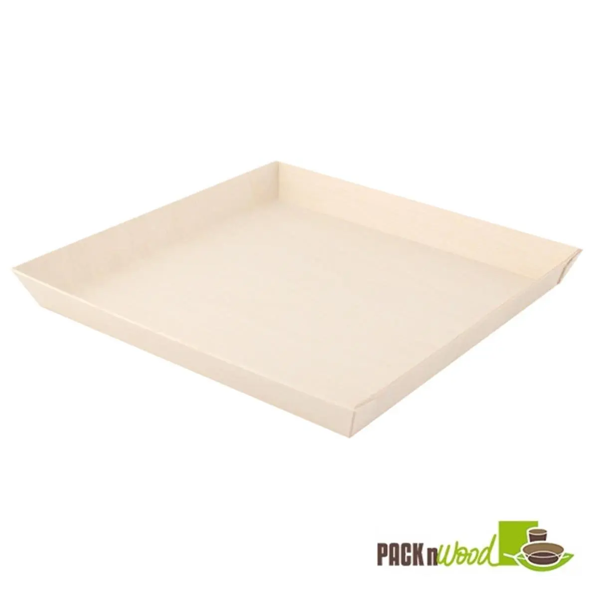 PackNWood 42oz 9x9 in Rustic Light-Natural Degradable Wood Disposable Samurai Square Plates, 100 Pcs for Home & Wedding Festive Party Supplies